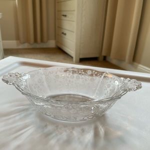 Etched Glass Bowl with Floral Design
